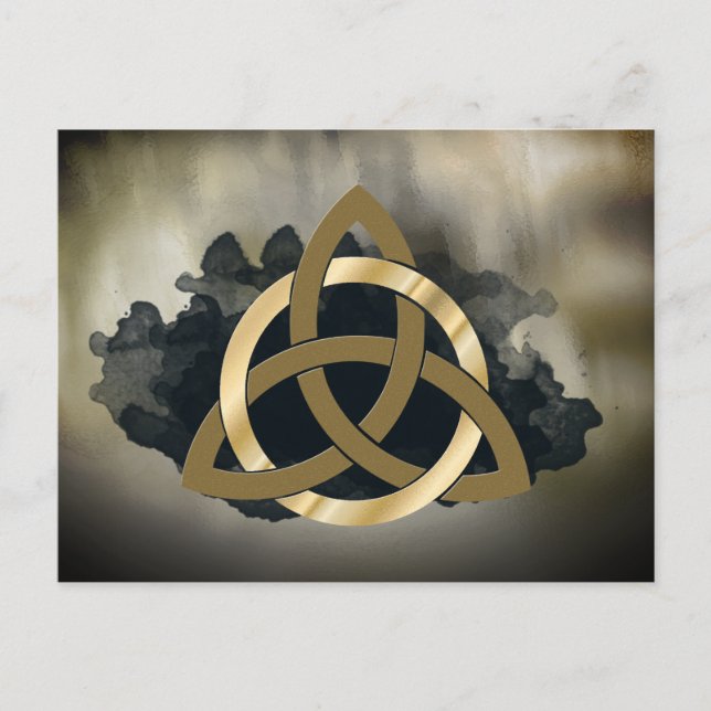 Celtic Trinity Knot Golden  Watercolor Postcard (Front)