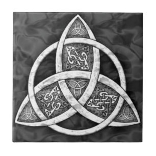 Celtic Trinity Knot in Greys & Black Ceramic Tile
