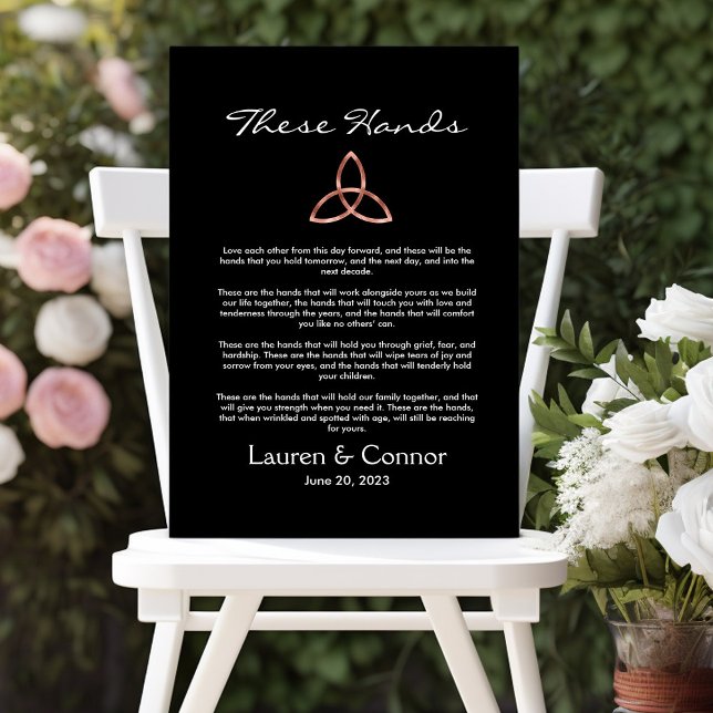 Celtic Trinity Knot Irish Wedding Vows Handfasting Canvas Print (Wedding vows keepsake These Hands Celtic 
trinity knot)