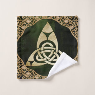 Celtic Trinity Knot on Forest Shadows  Bath Towel Set