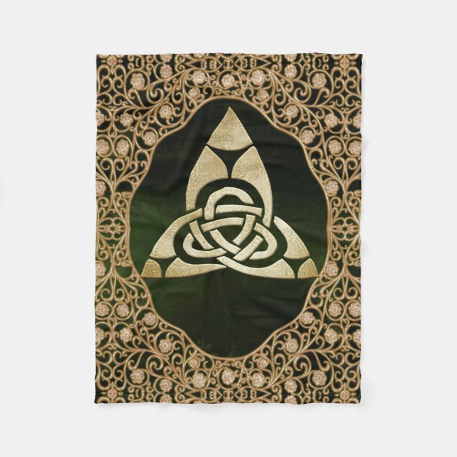 Celtic Trinity Knot on Forest Shadows   Fleece Blanket (Front)