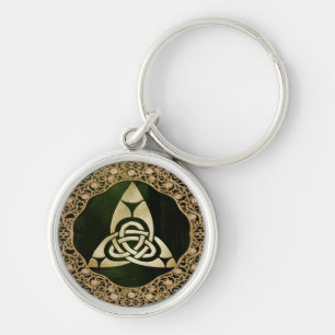 Celtic Trinity Knot on Forest Shadows  Keychain