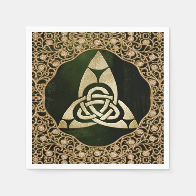 Celtic Trinity Knot on Forest Shadows  Napkin (Front)