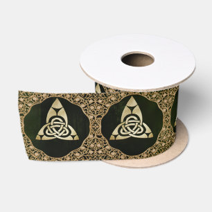 Celtic Trinity Knot on Forest Shadows  Satin Ribbon