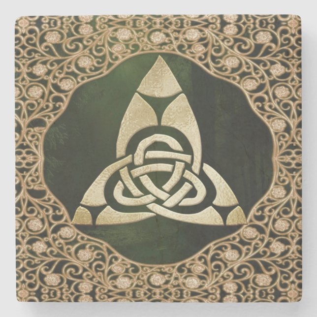 Celtic Trinity Knot on Forest Shadows  Stone Coaster (Front)
