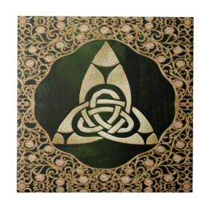Celtic Trinity Knot on Forest Shadows  Tile