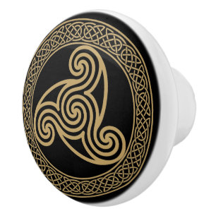 Celtic Triple Spiral Ceramic Knob