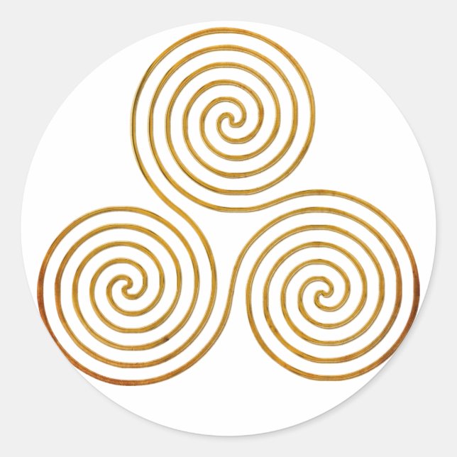 celtic triple spiral - OneLine antique gold Classic Round Sticker (Front)