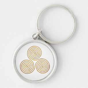 celtic triple spiral - OneLine antique gold Keychain