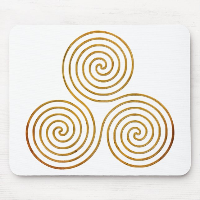 celtic triple spiral - OneLine antique gold Mouse Pad (Front)