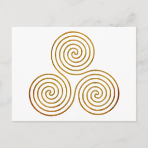 celtic triple spiral - OneLine antique gold Postcard