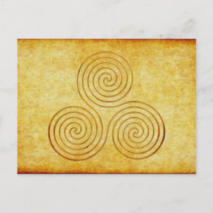 celtic triple spiral - OneLine antique gold Postcard