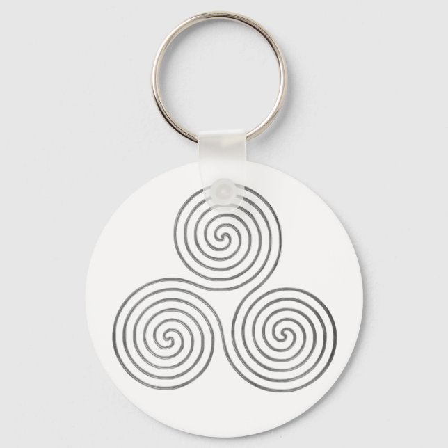 celtic triple spiral - OneLine antique silver Keychain (Front)