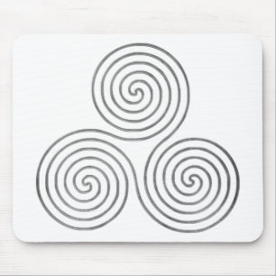 celtic triple spiral - OneLine antique silver Mouse Pad