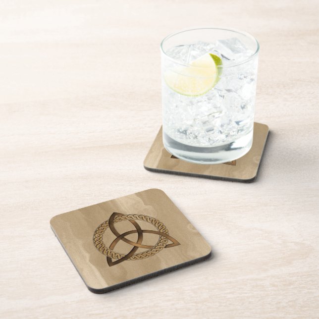 Celtic Triquetra Trinity Knot Cork Coaster (Right Side)