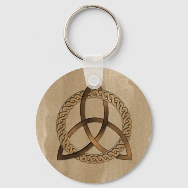 Celtic Triquetra Trinity Knot Round Keychain (Front)