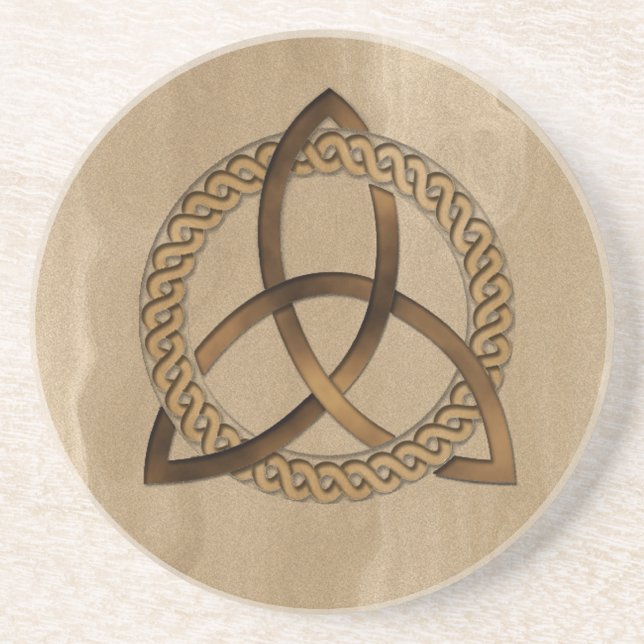 Celtic Triquetra Trinity Knot Sandstone Coaster (Front)