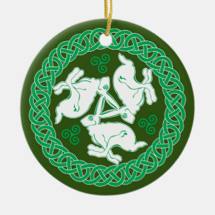 Celtic Triskele Hares Ceramic Ornament