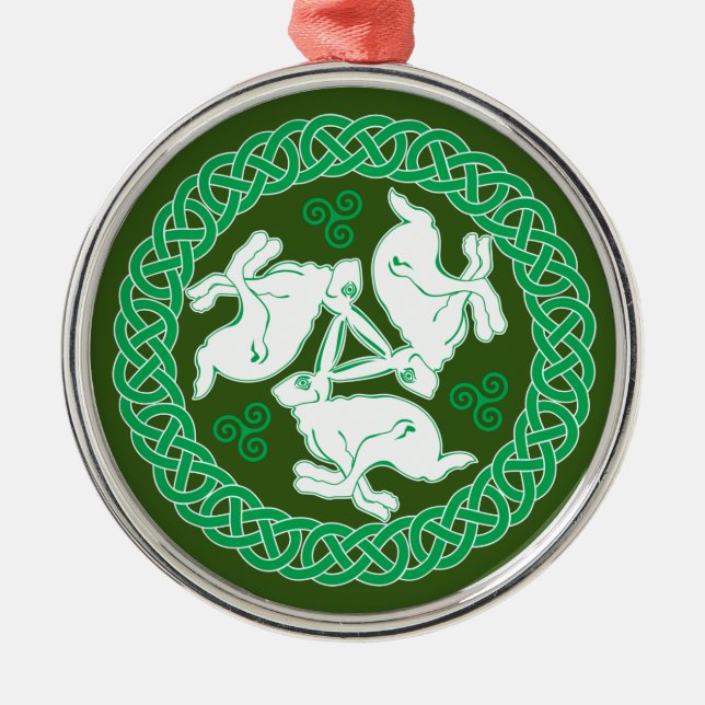 Celtic Triskele Hares Metal Ornament (Front)
