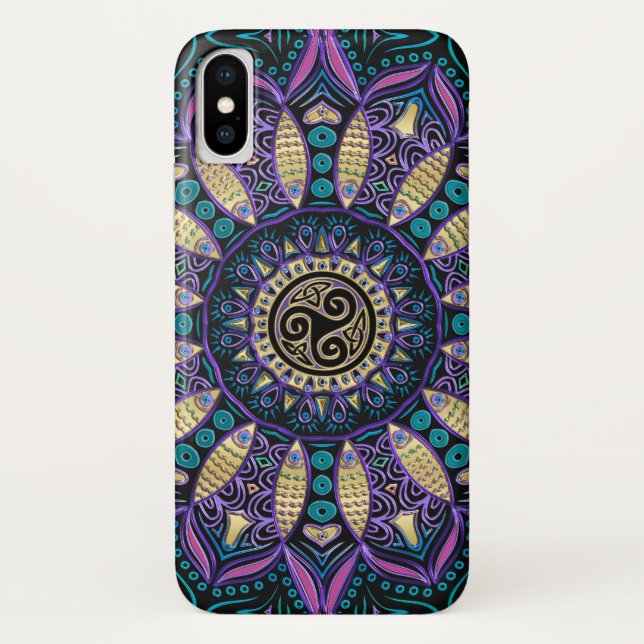 Celtic Triskele Mandala iPhone X Case (Back)