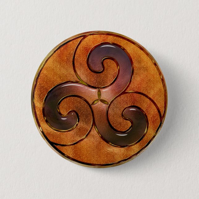 celtic triskele on gold 2 inch round button (Front)