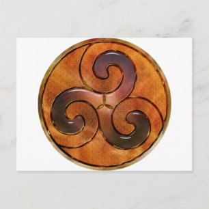 celtic triskele on gold postcard