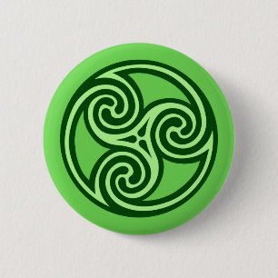 Celtic Triskele Ornament, Lime and Dark Green 2 Inch Round Button