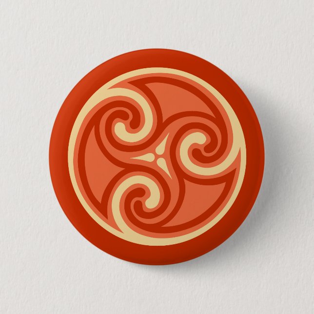 Celtic Triskele Ornament, Mandarin Orange 2 Inch Round Button (Front)