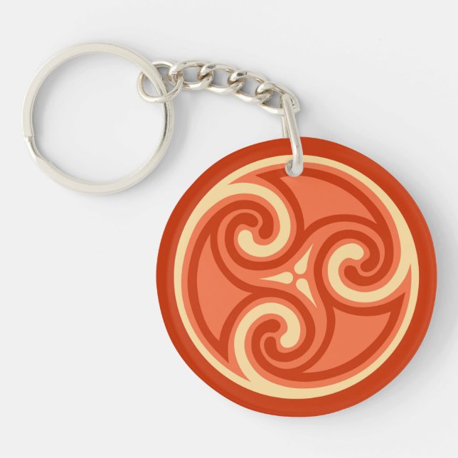 Celtic Triskele Ornament, Mandarin Orange Keychain (Front)