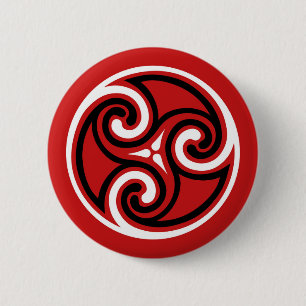 Celtic Triskele Ornament, Red, Black and White 2 Inch Round Button