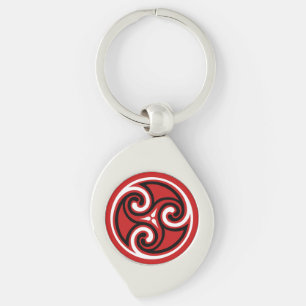 Celtic Triskele Ornament, Red, Black and White Keychain