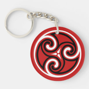 Celtic Triskele Ornament, Red, Black and White Keychain