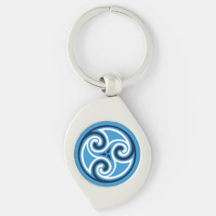 Celtic Triskele Ornament, Sky Blue and White Keychain