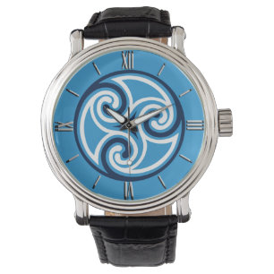 Celtic Triskele Ornament, Sky Blue and White  Watch