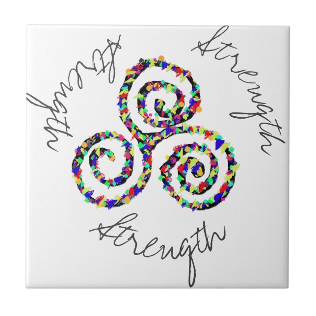 Celtic Triskele Strength Power Symbol Tile (Front)