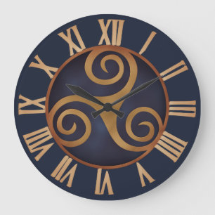 Celtic Triskelion (Blue) Custom Large Clock