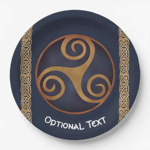 Celtic Triskelion (Blue) Custom Paper Plate