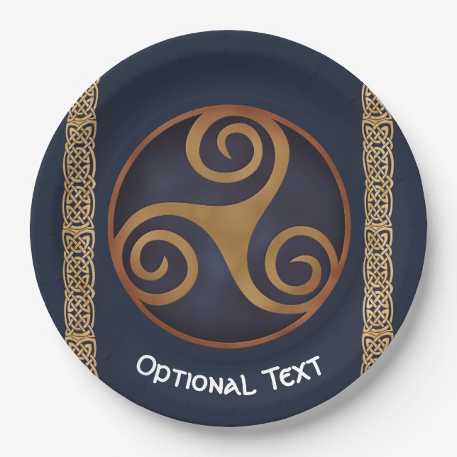 Celtic Triskelion (Blue) Custom Paper Plate (Front)
