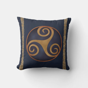 Celtic Triskelion (Blue) Custom Throw Pillow