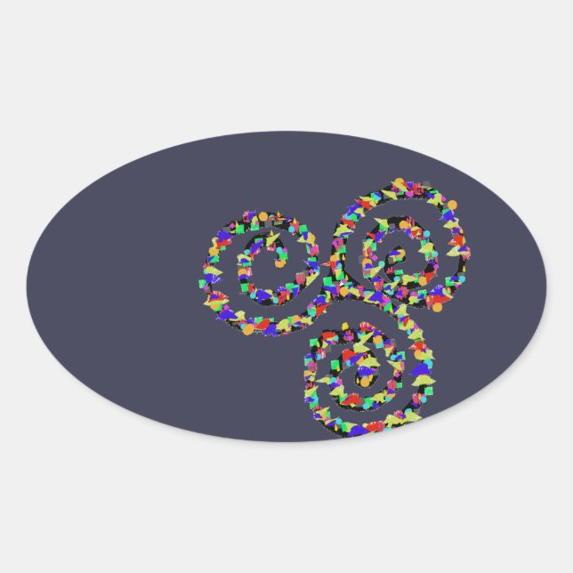 Celtic Triskelion Strength Oval Sticker (Front)