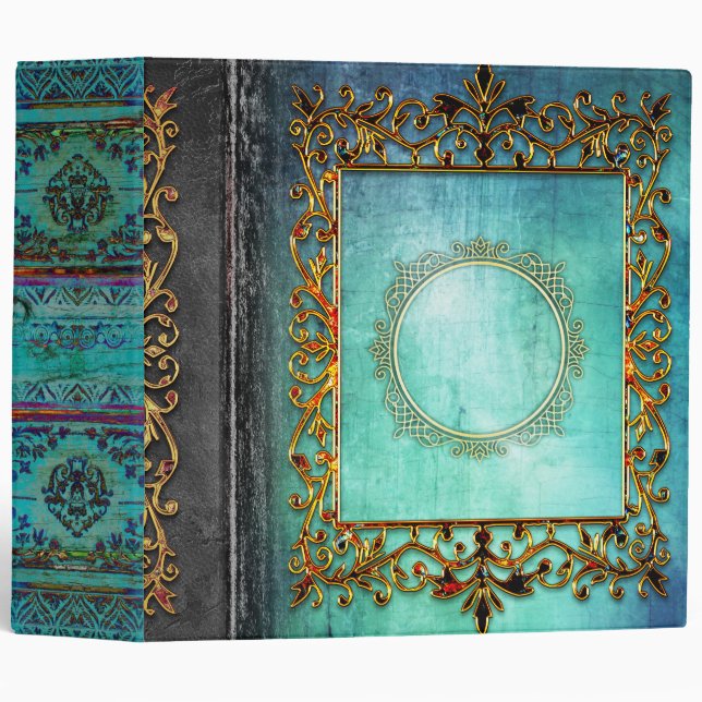 Celtic Turquoise Fairytale Ancient Tome Binder (Front/Spine)