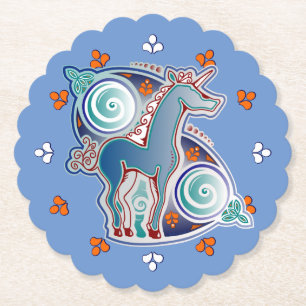 Celtic unicorn paper coaster