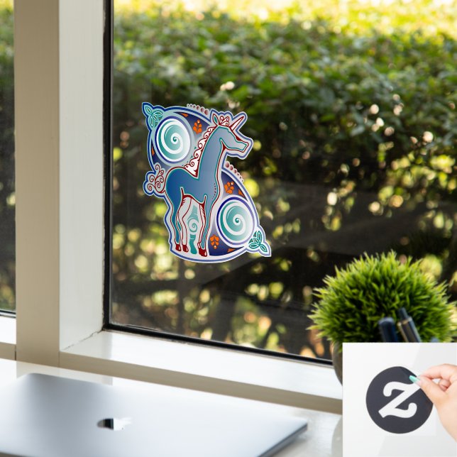 Celtic unicorn window cling (Office)