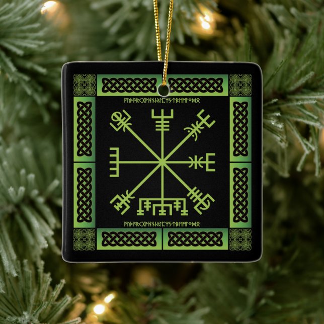 Celtic Vegvisir Ornament (Square) (Tree)