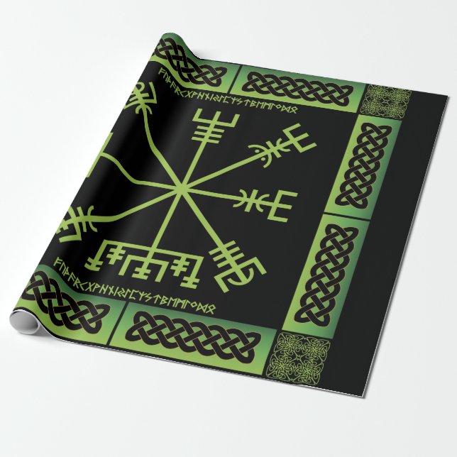 Celtic Vegvisir Wrapping Paper (Unrolled)