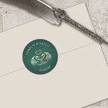 Celtic Viking Dragon Wedding Classic Round Sticker<br><div class="desc">The wedding invite for the high-elf or viking at heart. The coordinating pieces of this elves dragon wedding invitation suite feature dragons and art nouveau details with Celtic text on a parchment background. Perfect for your rpg gamer, viking, or medieval wedding or other occasion. Order your printed invitations and party...</div>