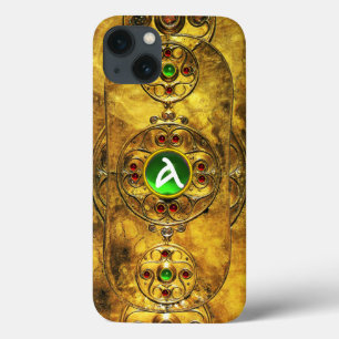 CELTIC WARRIOR SHIELD EMERALD RUBY GEM MONOGRAM iPhone 13 CASE