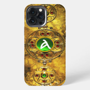 CELTIC WARRIOR SHIELD EMERALD RUBY GEM MONOGRAM iPhone 13 PRO MAX CASE