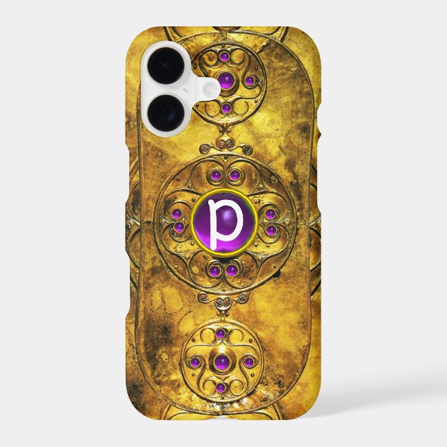 CELTIC WARRIOR SHIELD PURPLE AMETHYST GEM MONOGRAM (Back)