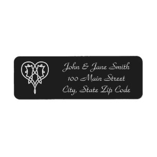 Celtic Weave Hearts in Black Return Address Label